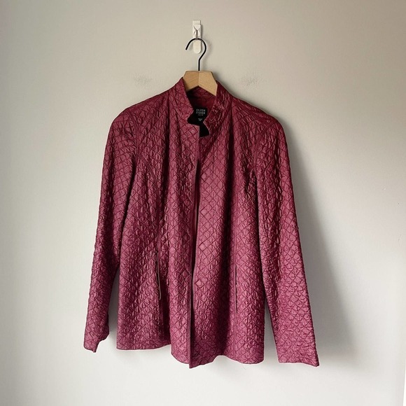 Eileen Fisher Women's Purple Maroon 100% Silk Open Front Jacket Size PS - Picture 1 of 5